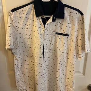 Men's White and Navy Casual Shirt
